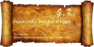Gyurcsánszky Kinga névjegykártya